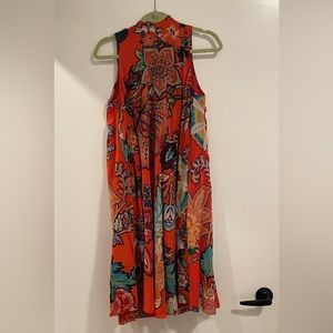 Anthropologie orange paisley silk midi dress